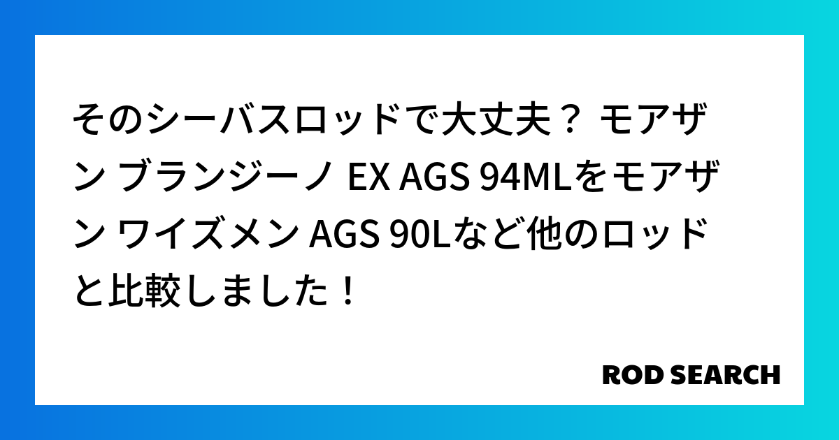 そのシーバスロッドで大丈夫? モアザン ブランジーノ EX AGS 94MLをモアザン ワイズメ...