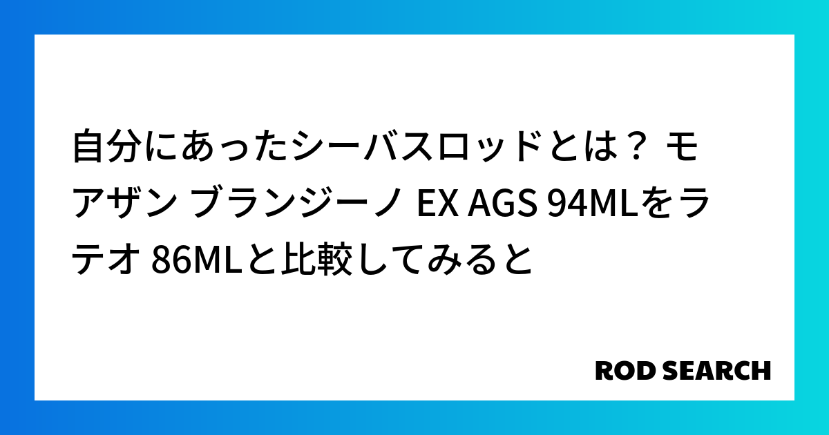 自分にあったシーバスロッドとは？ モアザン ブランジーノ EX AGS 94MLをラテオ 86M...