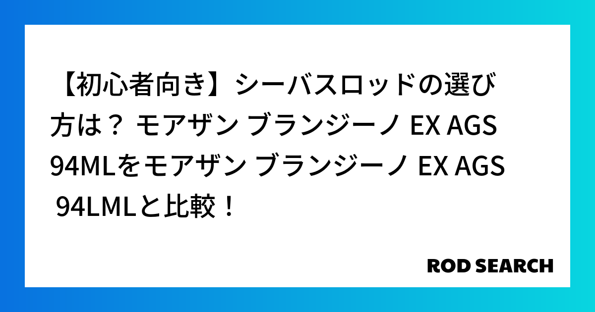 【初心者向き】シーバスロッドの選び方は？ モアザン ブランジーノ EX AGS 94MLをモアザ...